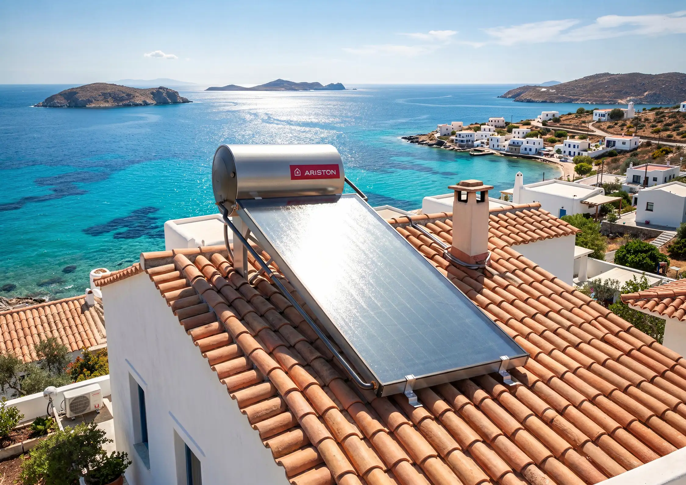Solar water heater terpasang di atap rumah